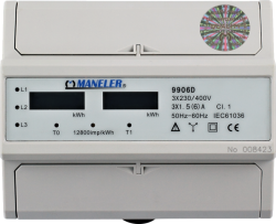 Elektroměr MANELER 9906D, nepřímé dvousazbové měření x/5A, LCD