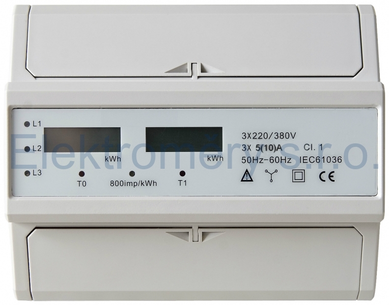 Elektroměr EDIN 372L, přímé měření 5-100A, LCD