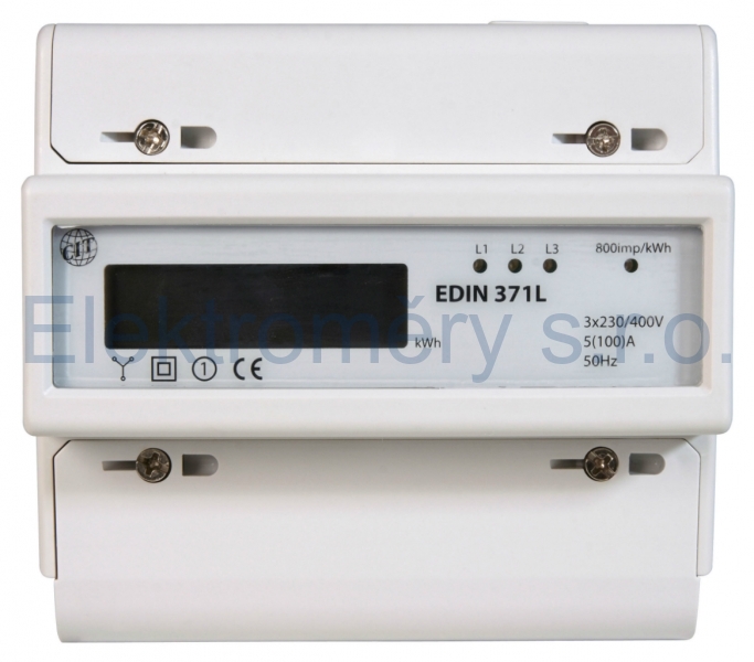 Elektroměr EDIN 371L, přímé měření 5-100A, LCD