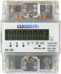 Elektroměr MANELER 9910D, přímé měření 10-80A, LCD